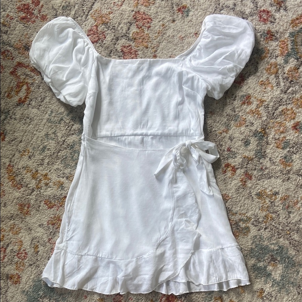 Trixxi White Peasant Wrap Mini Dress